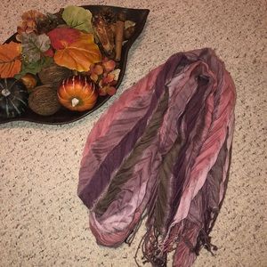 Pink, Plum, Lavender and Olive Striped Scarf